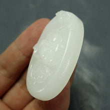 Load image into Gallery viewer, 10% OFF- Certified Natural White Emerald A Jade Handcarved Lucky Lotus Flower Pendant A1940