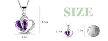 Load image into Gallery viewer, 10% OFF- Women Heart Purple, Pink, Water Blue Gem Rhinestone Pendant-Silver Necklace A2019