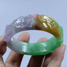 Load image into Gallery viewer, 10% OFF- 55/56/57mm Certified Natural 3 Color Jadeite Emerald A*Jade HandCarved Bangle AA0736