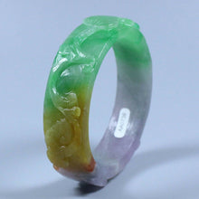 Load image into Gallery viewer, 10% OFF- 55/56/57mm Certified Natural 3 Color Jadeite Emerald A*Jade HandCarved Bangle AA0736