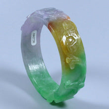 Load image into Gallery viewer, 10% OFF- 55/56/57mm Certified Natural 3 Color Jadeite Emerald A*Jade HandCarved Bangle AA0736
