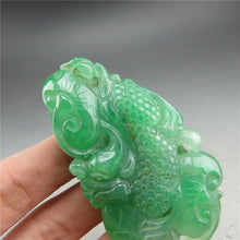Load image into Gallery viewer, 10% OFF- Certified Natural Ice Green Jadeite Emerald A Jade HandCarved Dragon Ruyi Pendant A1940