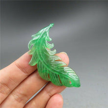 Load image into Gallery viewer, 10% OFF- Certified Natural Ice Green Jadeite Emerald A Jade HandCarved Leaf Pendant A536