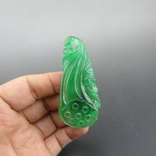 Load image into Gallery viewer, 10% OFF- Certified Natural Icy Green Jadeite Emerald A Jade HandCarved Phoenix Flower Pendant A216