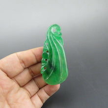 Load image into Gallery viewer, 10% OFF- Certified Natural Icy Green Jadeite Emerald A Jade HandCarved Phoenix Flower Pendant A216
