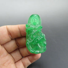 Load image into Gallery viewer, 10% OFF- Certified Natural Icy Green Jadeite Emerald A Jade HandCarved Goddess of Mercy Pendant A212
