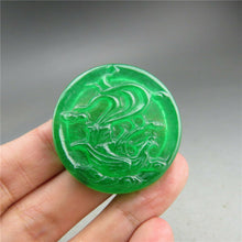 Load image into Gallery viewer, 10% OFF- Certified Natural Icy Green Jadeite Emerald A Jade HandCarved Beautiful Phoenix Pendant A3