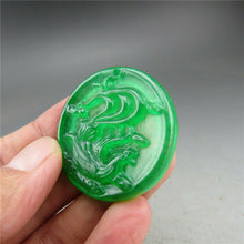 Load image into Gallery viewer, 10% OFF- Certified Natural Icy Green Jadeite Emerald A Jade HandCarved Beautiful Phoenix Pendant A3