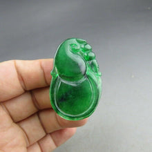 Load image into Gallery viewer, 10% OFF- Certified Natural Icy Green Jadeite Emerald A Jade HandCarved Gourd Pendant A83