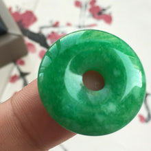 Load image into Gallery viewer, 10% OFF- Certified Natural Icy Green Jadeite Emerald A Jade HandCarved Donut Safty Pendant A106