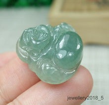Load image into Gallery viewer, 10% OFF- Certified Natural Icy Jadeite Emerald A*Jade HandCarved Tablet Buddha 佛 Pendant A2962