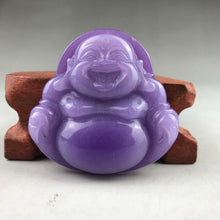 Load image into Gallery viewer, 10% OFF- Certified Natural Icy Purple Jadeite Emerald A*Jade HandCarved Tablet Buddha 佛 Pendant A1940