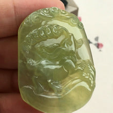 Load image into Gallery viewer, 10% OFF- Certified Natural Icy Jadeite Emerald A Jade HandCarved Fortune Rabbit Lucky Pendant 兔子 F1177