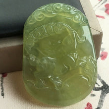 Load image into Gallery viewer, 10% OFF- Certified Natural Icy Jadeite Emerald A Jade HandCarved Fortune Rabbit Lucky Pendant 兔子 F1177