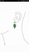 Load image into Gallery viewer, 10% OFF- 2 pcs-Certified Natural Burmese Jadeite Emerald Jade A Pair of Burmese Jade Amethyst Leaf Earrings《Grade A》TGW 40.14 Ct