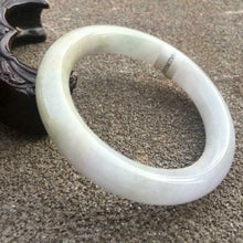 Load image into Gallery viewer, 10% OFF- 54/55/56mm Certified Natural Lavender Jadeite Emerald A*Jade HandCarved Round Bangle HA1121