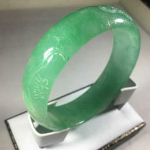 Load image into Gallery viewer, 10% OFF- 57/58/59mm Certified Natural Green Jadeite Emerald A*Jade HandCarved Flower Bracelet Bangle GX3133