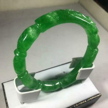 Load image into Gallery viewer, 10% OFF- 56/57/58mm Certified Natural Green Jadeite Emerald A*Jade HandCarve Dragon Round Bracelet Bangle GX3139