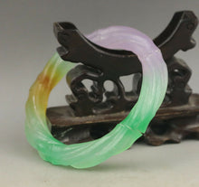 Load image into Gallery viewer, 10% OFF- 60/61/62mm Certified Natural 3 Color Jadeite Emerald A*Jade HandCarved Round Bracelet Bangle A1940 with Gift Box
