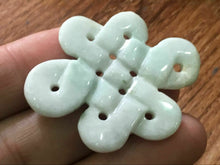 Load image into Gallery viewer, 10% OFF- Certified Natural Icy Jadeite Emerald A*Jade HandCarved Auspicious Chinese Knot Pendant X1202
