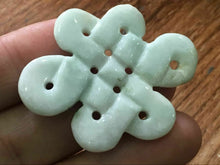 Load image into Gallery viewer, 10% OFF- Certified Natural Icy Jadeite Emerald A*Jade HandCarved Auspicious Chinese Knot Pendant X1202