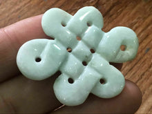 Load image into Gallery viewer, 10% OFF- Certified Natural Icy Jadeite Emerald A*Jade HandCarved Auspicious Chinese Knot Pendant X1202