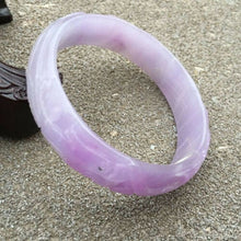 Load image into Gallery viewer, 10% OFF- 57/58/59mm Certified Natural Lavender Jadeite Emerald A*Jade HandCarved Dragon Bracelet Bangle HA3935 with Gift Box