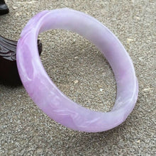 Load image into Gallery viewer, 10% OFF- 57/58/59mm Certified Natural Lavender Jadeite Emerald A*Jade HandCarved Dragon Bracelet Bangle HA3935 with Gift Box