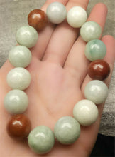 Load image into Gallery viewer, 190 mm/7.5 in-Certified Natural Multi-Color Jadeite Emerald A Jade Beads Stretchy Bracelet N7001