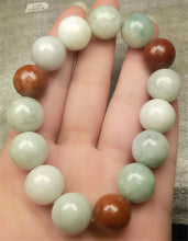 Load image into Gallery viewer, 190 mm/7.5 in-Certified Natural Multi-Color Jadeite Emerald A Jade Beads Stretchy Bracelet N7001