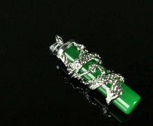 Load image into Gallery viewer, 10% OFF- Certified Natural Jadeite Emerald A Jade HandCarved Tube Jade Dragon Silver Pendant