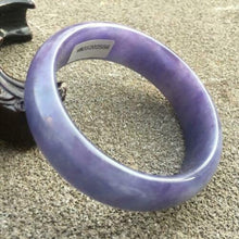 Load image into Gallery viewer, 10% OFF- 57/58/59mm Certified Natural Purple Jadeite Emerald A*Jade HandCarved Bangle x2556