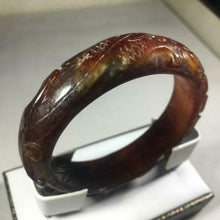 Load image into Gallery viewer, 10% OFF- 53/54/55mm Certified Natural Red Jadeite Emerald A*Jade HandCarved Dragon Bracelet Bangle GX3146