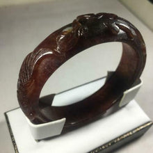 Load image into Gallery viewer, 10% OFF- 53/54/55mm Certified Natural Red Jadeite Emerald A*Jade HandCarved Dragon Bracelet Bangle GX3146