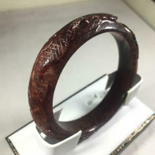 Load image into Gallery viewer, 10% OFF- 53/54/55mm Certified Natural Red Jadeite Emerald A*Jade HandCarved Dragon Bracelet Bangle GX3145