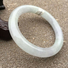 Load image into Gallery viewer, 10% OFF- 57/58/59mm Certified Natural Lavender Jadeite Emerald A*Jade HandCarved Round Bracelet Bangle HA0806