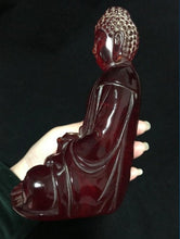 Load image into Gallery viewer, 7''H- Chinese Natural Antique Exquisite GEOMANTIC AMBER Handcarved Sculpture Buddha Statue