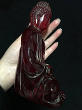 Load image into Gallery viewer, 7''H- Chinese Natural Antique Exquisite GEOMANTIC AMBER Handcarved Sculpture Buddha Statue