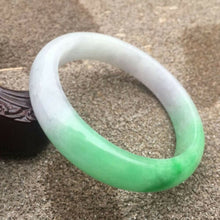Load image into Gallery viewer, 10% OFF- 55/56/57mm Certified Natural White Green Jadeite Emerald A*Jade HandCarved Bracelet Bangle GX3211