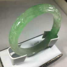 Load image into Gallery viewer, 10% OFF- 56/57/58mm Certified Natural Jadeite Emerald A*Jade Handcarved Dragon Bangle GX3136