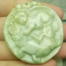 Load image into Gallery viewer, 10% OFF- Certified Natural Jadeite Emerald A*Jade Handcarved Two Rabbits Coins Pendant N4270
