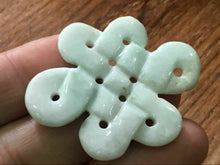 Load image into Gallery viewer, 10% OFF- Certified Natural Icy Jadeite Emerald A*Jade HandCarved Auspicious Chinese Knot Pendant X1202