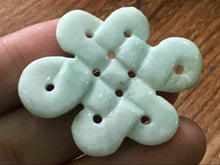 Load image into Gallery viewer, 10% OFF- Certified Natural Icy Jadeite Emerald A*Jade HandCarved Auspicious Chinese Knot Pendant X1202