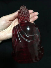 Load image into Gallery viewer, 7''H- Chinese Natural Antique Exquisite GEOMANTIC AMBER Handcarved Sculpture Buddha Statue