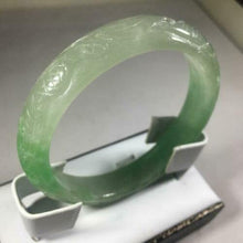 Load image into Gallery viewer, 10% OFF- 56/57/58mm Certified Natural Jadeite Emerald A*Jade Handcarved Dragon Bangle GX3136