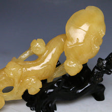 Load image into Gallery viewer, 10''Height-Chinese Genuine Natural Yellow Jade Hand-Carved Lingzhi &amp; Ruyi Statue (Medium)