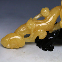 Load image into Gallery viewer, 10''H- Chinese Genuine Natural Yellow Jade HandCarved Lingzhi &amp; Ruyi Statue