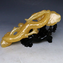 Load image into Gallery viewer, 10''Height-Chinese Genuine Natural Yellow Jade Hand-Carved Lingzhi &amp; Ruyi Statue
