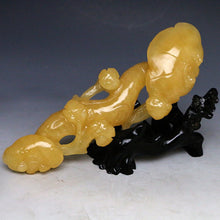 Load image into Gallery viewer, 10''Height-Chinese Genuine Natural Yellow Jade Hand-Carved Lingzhi &amp; Ruyi Statue
