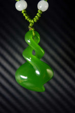 Load image into Gallery viewer, Certified Natural Green Hetain Jade HandCarved Spiral Pendant